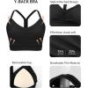 imageRUNNING GIRL Sports Bra for Women Ruched V Neck  Y Back Spaghetti Sports Bra with Removeable Pads Best for AC CupsBlack