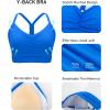 imageRUNNING GIRL Sports Bra for Women Ruched V Neck  Y Back Spaghetti Sports Bra with Removeable Pads Best for AC CupsBlue