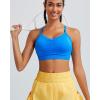 imageRUNNING GIRL Sports Bra for Women Ruched V Neck  Y Back Spaghetti Sports Bra with Removeable Pads Best for AC CupsBlue