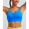 imageRUNNING GIRL Sports Bra for Women Ruched V Neck  Y Back Spaghetti Sports Bra with Removeable Pads Best for AC CupsBlue