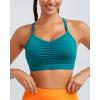 imageRUNNING GIRL Sports Bra for Women Ruched V Neck  Y Back Spaghetti Sports Bra with Removeable Pads Best for AC CupsDark Green