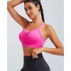 imageRUNNING GIRL Sports Bra for Women Ruched V Neck  Y Back Spaghetti Sports Bra with Removeable Pads Best for AC CupsHot Pink