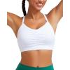 imageRUNNING GIRL Sports Bra for Women Ruched V Neck  Y Back Spaghetti Sports Bra with Removeable Pads Best for AC CupsWhite