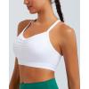 imageRUNNING GIRL Sports Bra for Women Ruched V Neck  Y Back Spaghetti Sports Bra with Removeable Pads Best for AC CupsWhite