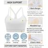 imageRUNNING GIRL Sports Bra for WomenY Back Molded Cup Medium Impact Sports Bras for Women with Sewn in PadsWhite