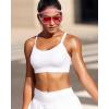 imageRUNNING GIRL Sports Bra for WomenY Back Molded Cup Medium Impact Sports Bras for Women with Sewn in PadsWhite