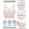 imageRUNNING GIRL Sports Bras for Women MediumHigh Impact Running Strappy Sports Bra with Removable PadsPink