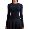imageRUNNING GIRL Long Sleeve Yoga Shirts for Women Soft Fitted Seamless Stretchy Casual Crew Neck Athletic Basic ShirtAblack