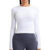 imageRUNNING GIRL Long Sleeve Yoga Shirts for Women Soft Fitted Seamless Stretchy Casual Crew Neck Athletic Basic ShirtAwhite