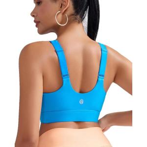 imageRUNNING GIRL Adjustable Straps High Impact Sports Bra for WomenHigh Support Workout Sports Bras with Sewn in PadsAbright Blue