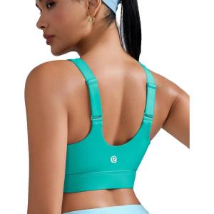 imageRUNNING GIRL Adjustable Straps High Impact Sports Bra for WomenHigh Support Workout Sports Bras with Sewn in PadsAbright Green