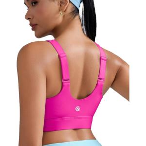 imageRUNNING GIRL Adjustable Straps High Impact Sports Bra for WomenHigh Support Workout Sports Bras with Sewn in PadsAhot Pink