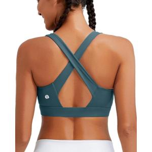 imageRUNNING GIRL High Impact Sports Bras for Women High Support Running Strappy Womens Sports Bra with Sewn in PadsGreyish Green