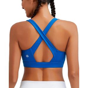 imageRUNNING GIRL High Impact Sports Bras for Women High Support Running Strappy Womens Sports Bra with Sewn in PadsRoyal Blue