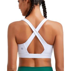 imageRUNNING GIRL High Impact Sports Bras for Women High Support Running Strappy Womens Sports Bra with Sewn in PadsWhite