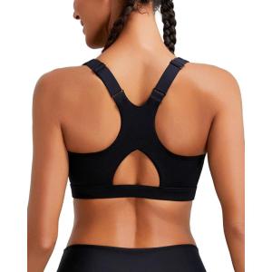 imageRUNNING GIRL High Impact Sports Bras for Women Racerback Adjustable Straps Sports Bras for Women with Sewn in PadsBlack