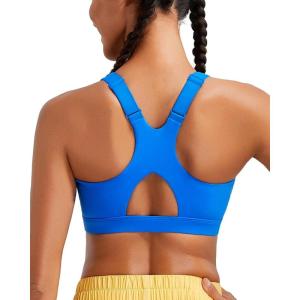 imageRUNNING GIRL High Impact Sports Bras for Women Racerback Adjustable Straps Sports Bras for Women with Sewn in PadsDazzling Blue