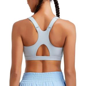 imageRUNNING GIRL High Impact Sports Bras for Women Racerback Adjustable Straps Sports Bras for Women with Sewn in PadsGrey