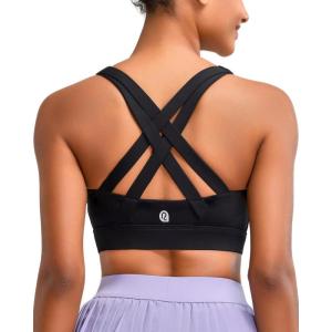 imageRUNNING GIRL Sports Bra for Women High SupportMolded Cup Strappy Running High Impact Sports Bras for WomenBlack
