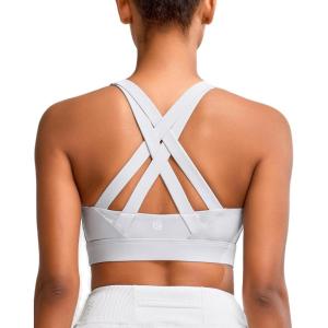 imageRUNNING GIRL Sports Bra for Women High SupportMolded Cup Strappy Running High Impact Sports Bras for WomenGrey
