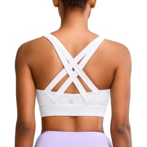 imageRUNNING GIRL Sports Bra for Women High SupportMolded Cup Strappy Running High Impact Sports Bras for WomenWhite