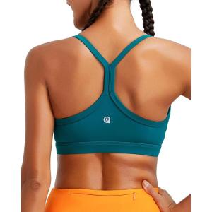 imageRUNNING GIRL Sports Bra for Women Ruched V Neck  Y Back Spaghetti Sports Bra with Removeable Pads Best for AC CupsDark Green