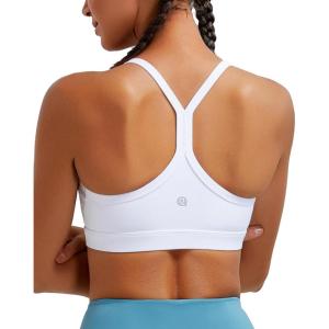 imageRUNNING GIRL Sports Bra for Women Ruched V Neck  Y Back Spaghetti Sports Bra with Removeable Pads Best for AC CupsWhite