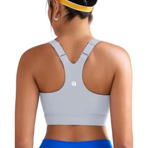 imageRUNNING GIRL Sports Bra for WomenAdjustable Straps Molded Cup High Impact Sports Bra with Sewn in PadsGrey