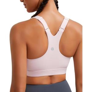 imageRUNNING GIRL Sports Bra for WomenAdjustable Straps Molded Cup High Impact Sports Bra with Sewn in PadsPink