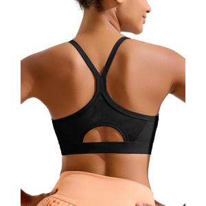 imageRUNNING GIRL Sports Bra for WomenY Back Molded Cup Medium Impact Sports Bras for Women with Sewn in PadsBlack