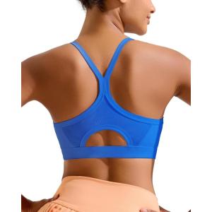 imageRUNNING GIRL Sports Bra for WomenY Back Molded Cup Medium Impact Sports Bras for Women with Sewn in PadsDark Blue