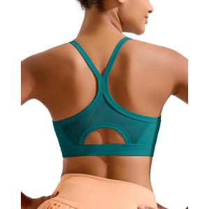 imageRUNNING GIRL Sports Bra for WomenY Back Molded Cup Medium Impact Sports Bras for Women with Sewn in PadsDark Green