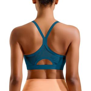 imageRUNNING GIRL Sports Bra for WomenY Back Molded Cup Medium Impact Sports Bras for Women with Sewn in PadsDeep Blue
