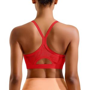 imageRUNNING GIRL Sports Bra for WomenY Back Molded Cup Medium Impact Sports Bras for Women with Sewn in PadsDeep Red