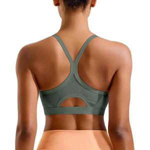 imageRUNNING GIRL Sports Bra for WomenY Back Molded Cup Medium Impact Sports Bras for Women with Sewn in PadsForest Green