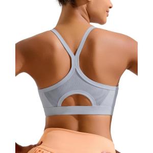 imageRUNNING GIRL Sports Bra for WomenY Back Molded Cup Medium Impact Sports Bras for Women with Sewn in PadsGrey