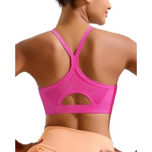 imageRUNNING GIRL Sports Bra for WomenY Back Molded Cup Medium Impact Sports Bras for Women with Sewn in PadsHot Pink