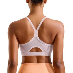 imageRUNNING GIRL Sports Bra for WomenY Back Molded Cup Medium Impact Sports Bras for Women with Sewn in PadsPink