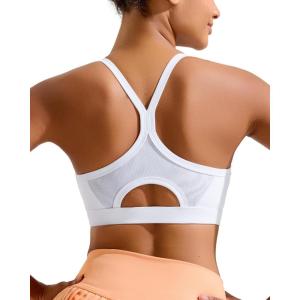 imageRUNNING GIRL Sports Bra for WomenY Back Molded Cup Medium Impact Sports Bras for Women with Sewn in PadsWhite