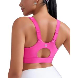 imageRUNNING GIRL Sports Bras for Women High Support Adjustable Straps High Impact Molded Cup Sports Bra with Sewn in PadsHot Pink