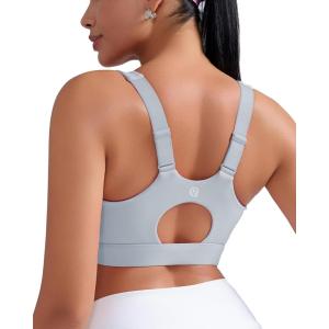 imageRUNNING GIRL Sports Bras for Women High Support Adjustable Straps High Impact Molded Cup Sports Bra with Sewn in PadsIcy Grey