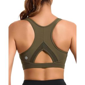 imageRUNNING GIRL Sports Bras for Women High Support Moulded Cup High Impact Sports Bras Racerback Workout Running Yoga BraKhaki Green