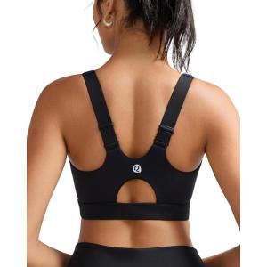 imageRUNNING GIRL Sports Bras for Women High SupportAdjustable Racerback Molded Cup Sports Bra Yoga Athletic Workout BraBlack