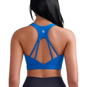 imageRUNNING GIRL Sports Bras for Women Medium Impact Molded Cup Sports Bra for Running with Sewn in PadsRoyal Blue