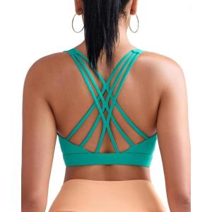 imageRUNNING GIRL Sports Bras for Women Medium Support CrissCross Strappy Sports Bra Workout Yoga Bra with Removable CupsGreen