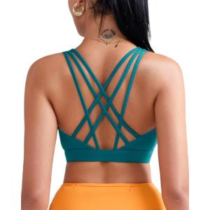 imageRUNNING GIRL Sports Bras for Women MediumHigh Impact Running Strappy Sports Bra with Removable PadsGreen