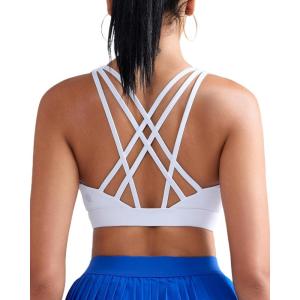 imageRUNNING GIRL Sports Bras for Women MediumHigh Impact Running Strappy Sports Bra with Removable PadsWhite