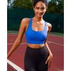 imageRUNNING GIRL High Impact Sports Bras for Women  Scoop Neck Strappy Sports Bra High Support Moulded Cup Workout BraAcerulean Blue