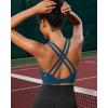 imageRUNNING GIRL High Impact Sports Bras for Women  Scoop Neck Strappy Sports Bra High Support Moulded Cup Workout BraAnavy Blue