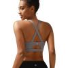 imageRUNNING GIRL Sports Bra for Women High Support Molded Cup Strappy Running Sports Bras with Sewn in PadsGrey